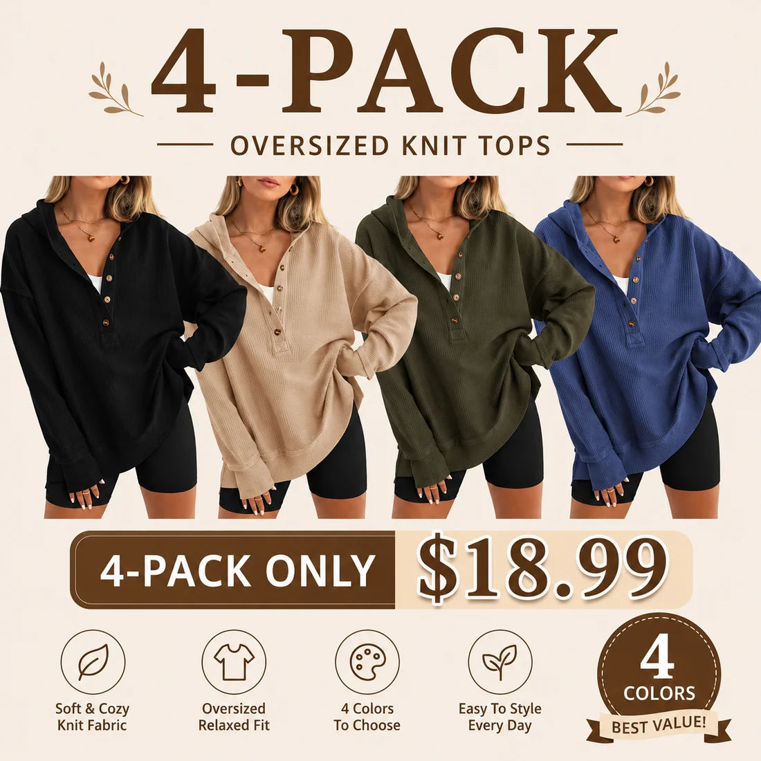 Women's Oversized   Button V-Neck Hoodie   Sweatshirt Long Sleeve   Side Slit Casual Fall   Pullover Top