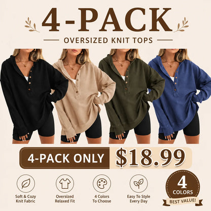 Women's Oversized   Button V-Neck Hoodie   Sweatshirt Long Sleeve   Side Slit Casual Fall   Pullover Top