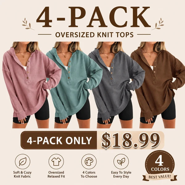 Women's Oversized   Button V-Neck Hoodie   Sweatshirt Long Sleeve   Side Slit Casual Fall   Pullover Top